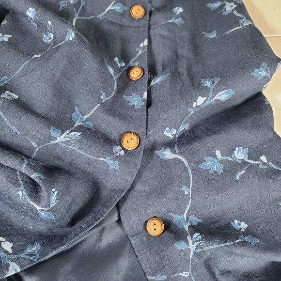 Talbots Blue Floral Lined Sleeveless Maxi Dress Side Button Split Rear Zip Med - Picture 4 of 6